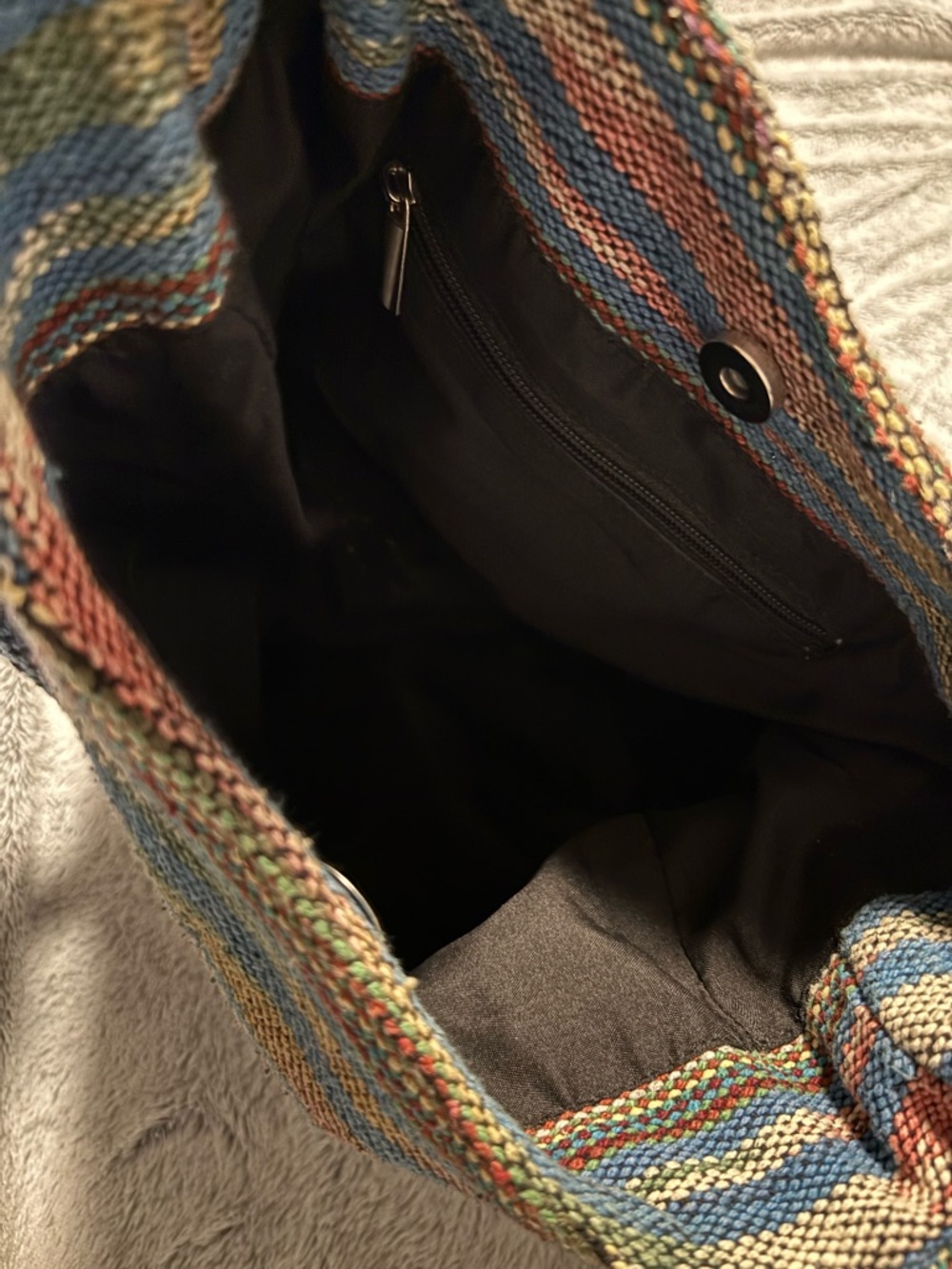 Handwoven Multicolor Striped Shoulder Bag - Boho Tote - Picture 6 of 10
